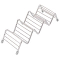 Stainless steel taco holder tray with 3/4 grid design, suitable for kitchen or restaurant use, by Everything Baby.