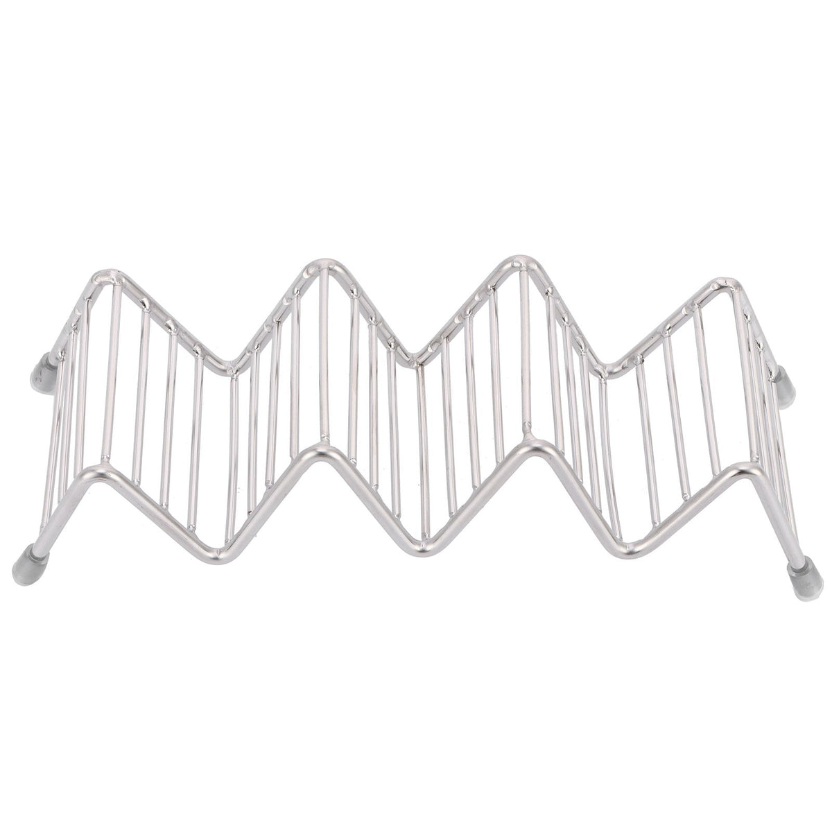 Stainless steel taco holder and pancake stand tray with 3/4 grid for kitchen or restaurant use, designed by Everything Baby.