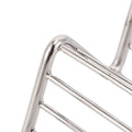 Stainless steel taco holder and pancake stand tray for kitchen or restaurant use, featuring a 3/4 grid design for serving snacks.