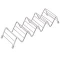 Stainless steel taco holder and pancake stand tray with 4/5 grid for kitchen or restaurant use, by Everything Baby.