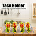 Stainless steel taco holder tray with 4/5 grid design, ideal for kitchen or restaurant use, by Everything Baby.