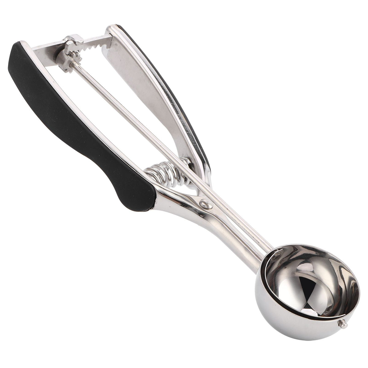 Stainless steel ice cream spoon and melon baller for kitchen use, with a 44mm digging ball for fruit and dessert serving.
