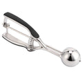 Stainless steel ice cream spoon and fruit scoop with 44mm diameter, designed for kitchen use and outdoor play activities.