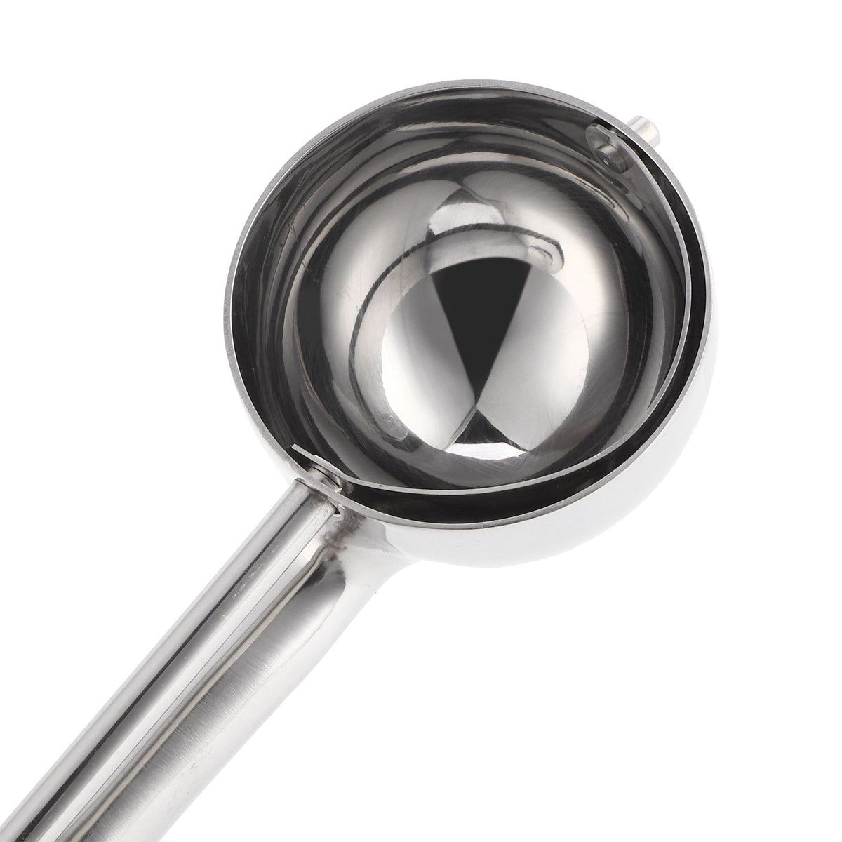 Stainless steel ice cream spoon and melon baller from Everything Baby, versatile kitchen tool for scooping and serving fruit and desserts.