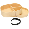 Portable Japanese style wooden lunch box with single layer, designed for kids, featuring a food sushi container and tableware.