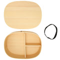 Japanese-style wooden lunch box for kids, single layer sushi container with tableware, designed for pretend play and portable use.