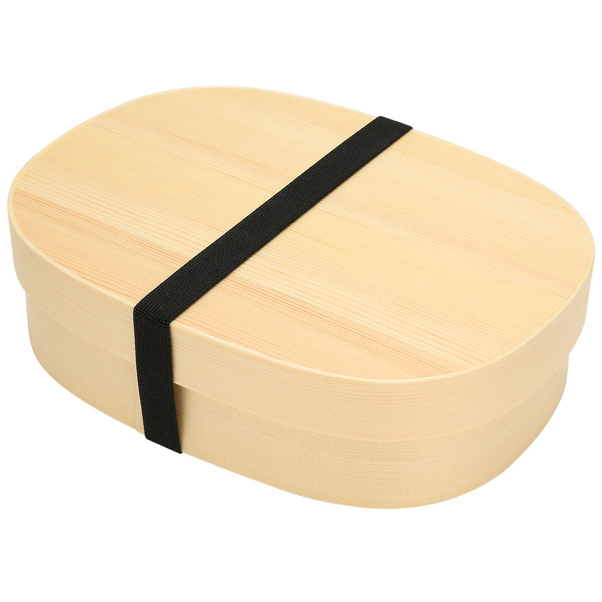 Japanese-style wooden lunch box with single layer design, featuring food and sushi, ideal for kids' pretend play.