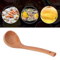 Wooden baby spoon with long handle and hanging hole, lightweight 27.5cm, suitable for outdoor play and baby feeding.