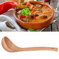 Wooden soup spoon with long handle and hanging hole, lightweight and suitable for kids' outdoor play equipment by Everything Baby.