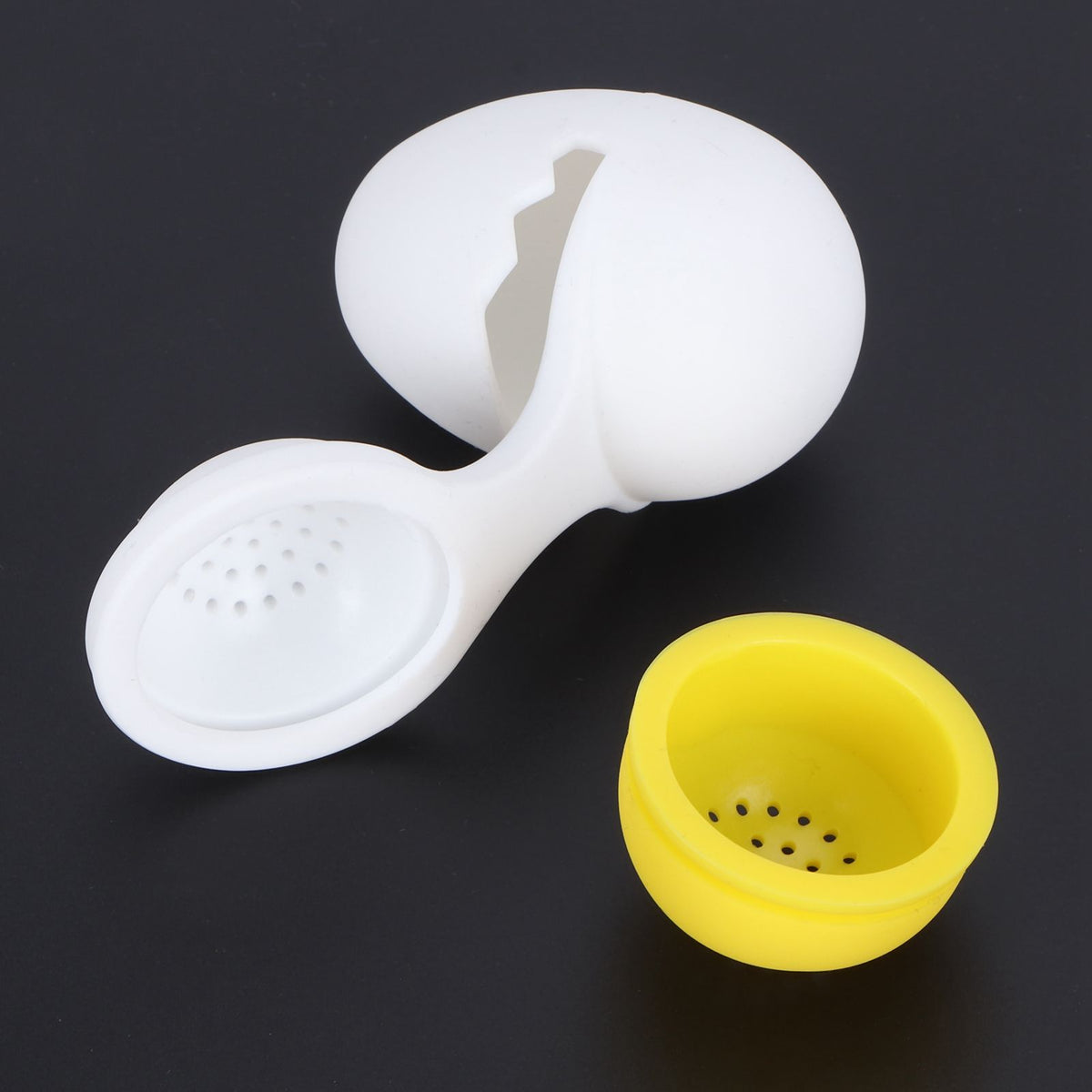Cute egg-shaped silicone tea infuser strainer for loose leaf tea, ideal for kitchen use and tea brewing.