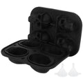 Silicone skull-shaped ice tray with two funnels, suitable for Halloween-themed ice cubes and baby feeding or kitchen use.