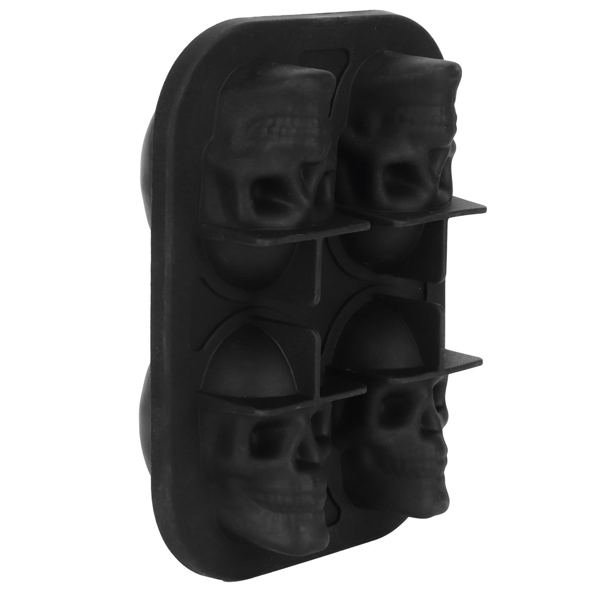 Silicone skull-shaped ice tray with two funnels from Everything Baby, perfect for Halloween-themed kitchen fun.