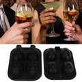 Silicone skull-shaped ice tray with two funnels, ideal for Halloween-themed kitchen ice cream and ice cube molds.
