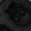 Silicone skull-shaped ice tray with two funnels, designed for Halloween-themed ice cubes, suitable for kitchen use.