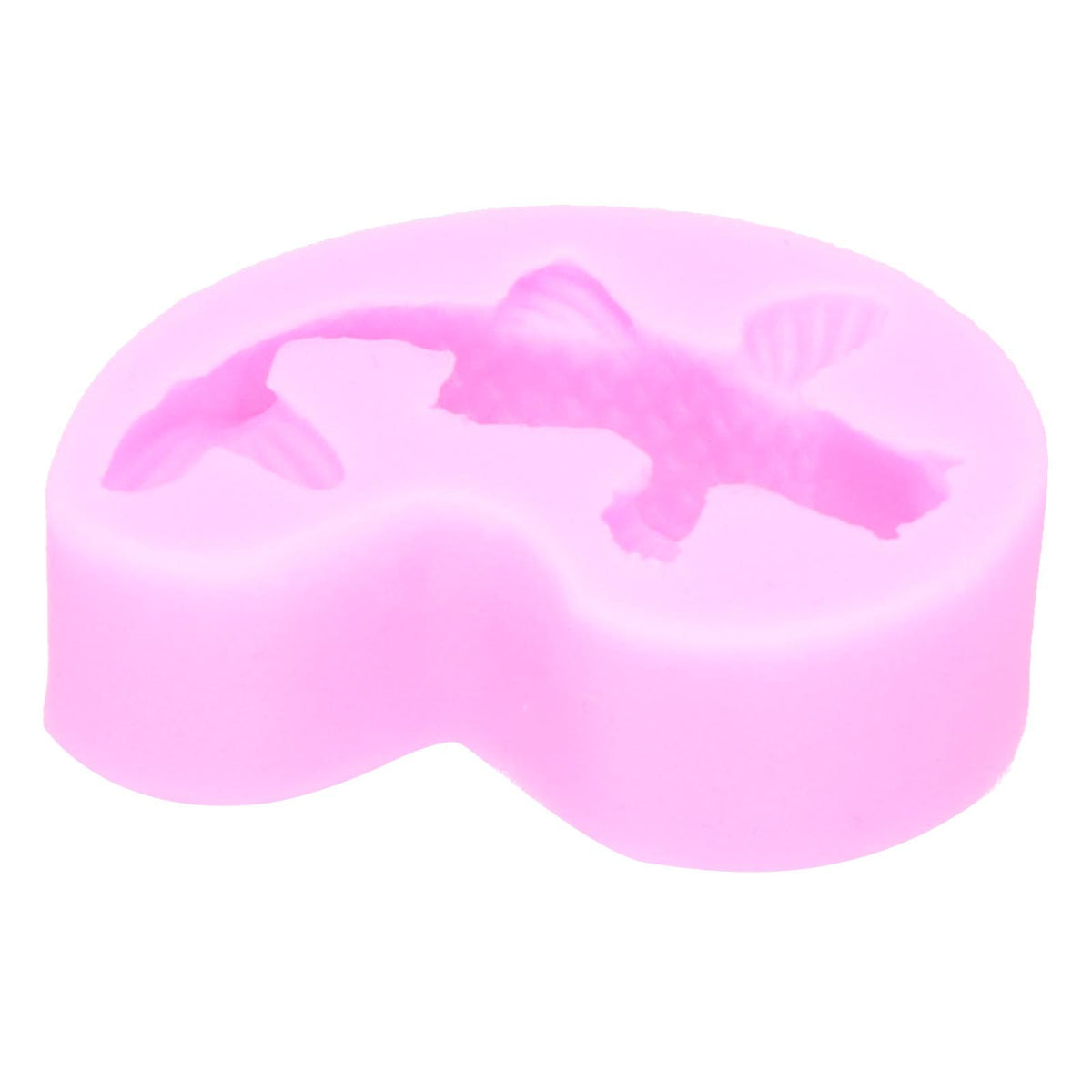 Pink goldfish shape silicone mold for cake and chocolate decorations, ideal for DIY baby and kids nursing and feeding treats.