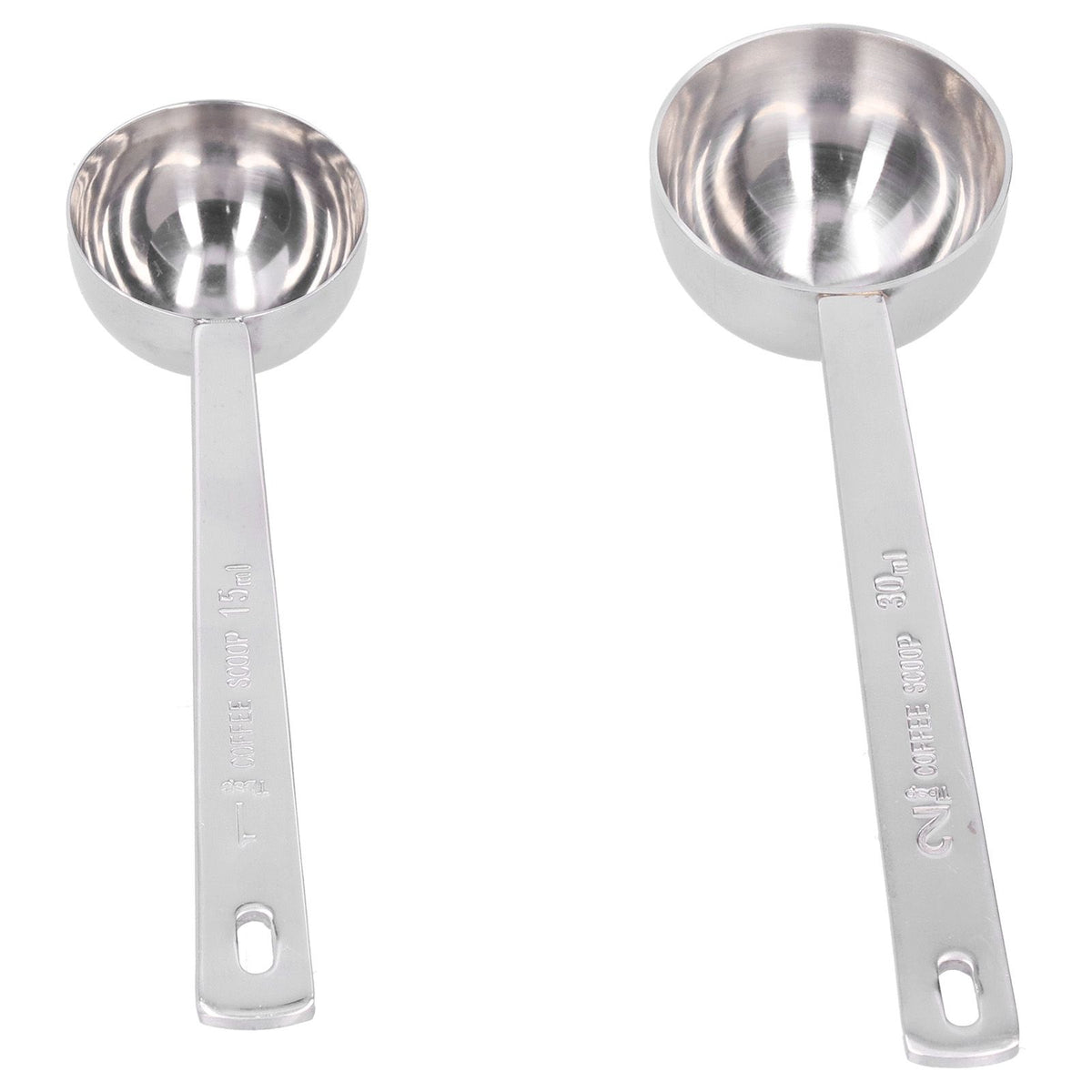 Two stainless steel measuring spoons with long handles for baby milk powder, durable and easy to use for feeding prep.