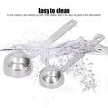 Two stainless steel measuring spoons with long handles for milk powder, ideal for baby and kids outdoor play tools.