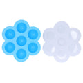 Sky blue 7-grid silicone baby food storage container with lid, ideal for feeding and storing baby food from Everything Baby