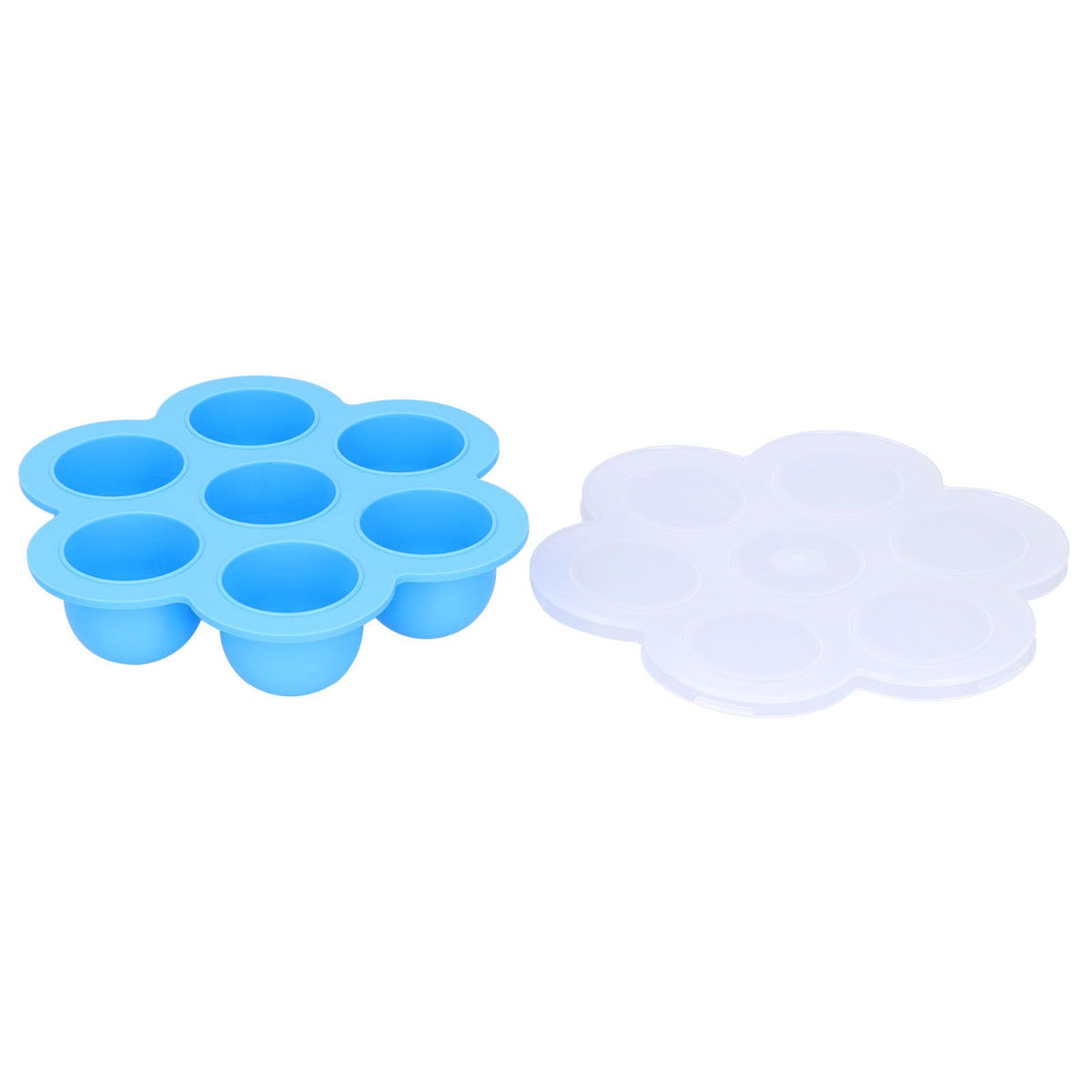 Sky blue silicone baby food storage box with lid, 7-grid organizer for baby and kids feeding, by Everything Baby.