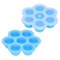 Sky blue silicone baby food storage container with 7-grid lid for feeding and supplement storage, by Everything Baby.