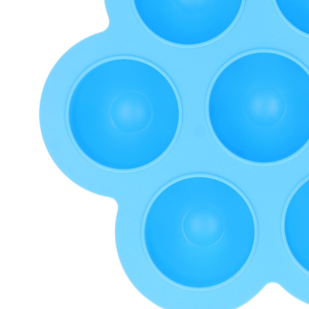 Sky blue silicone baby food storage container with 7-grid design and lid, ideal for baby and kids feeding by Everything Baby.