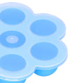 Sky blue silicone baby food storage container with lid, 7-grid design for feeding and storing baby food, by Everything Baby.