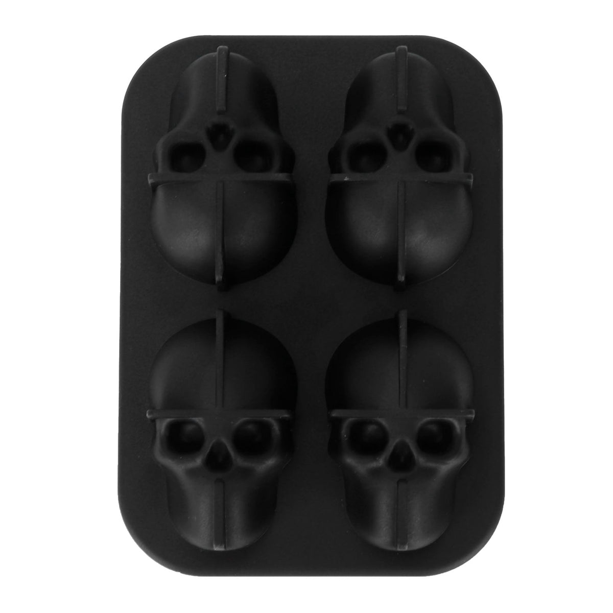Silicone skull-shaped ice mold for making irregular ice cubes, ideal for home bars and summer parties.