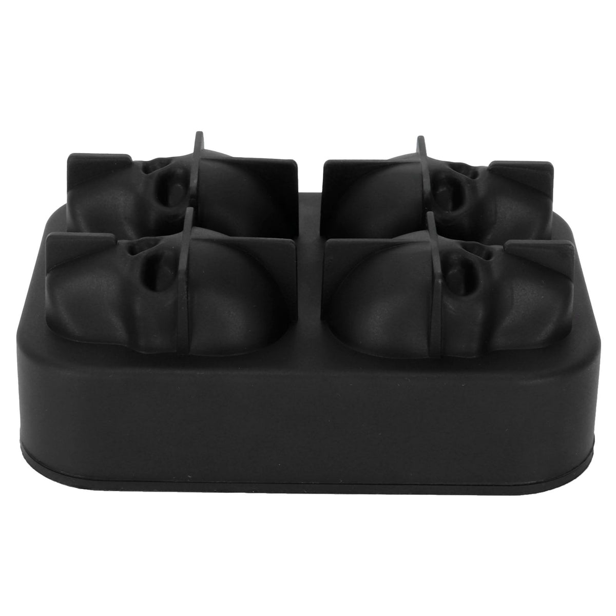Silicone skull-shaped ice mold for making irregular ice cubes, ideal for home bars and summer parties.