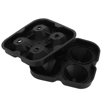Black 4-grid diamond-shaped ice cube mold by Everything Baby, reusable silicone tray for making fun ice cubes at home.