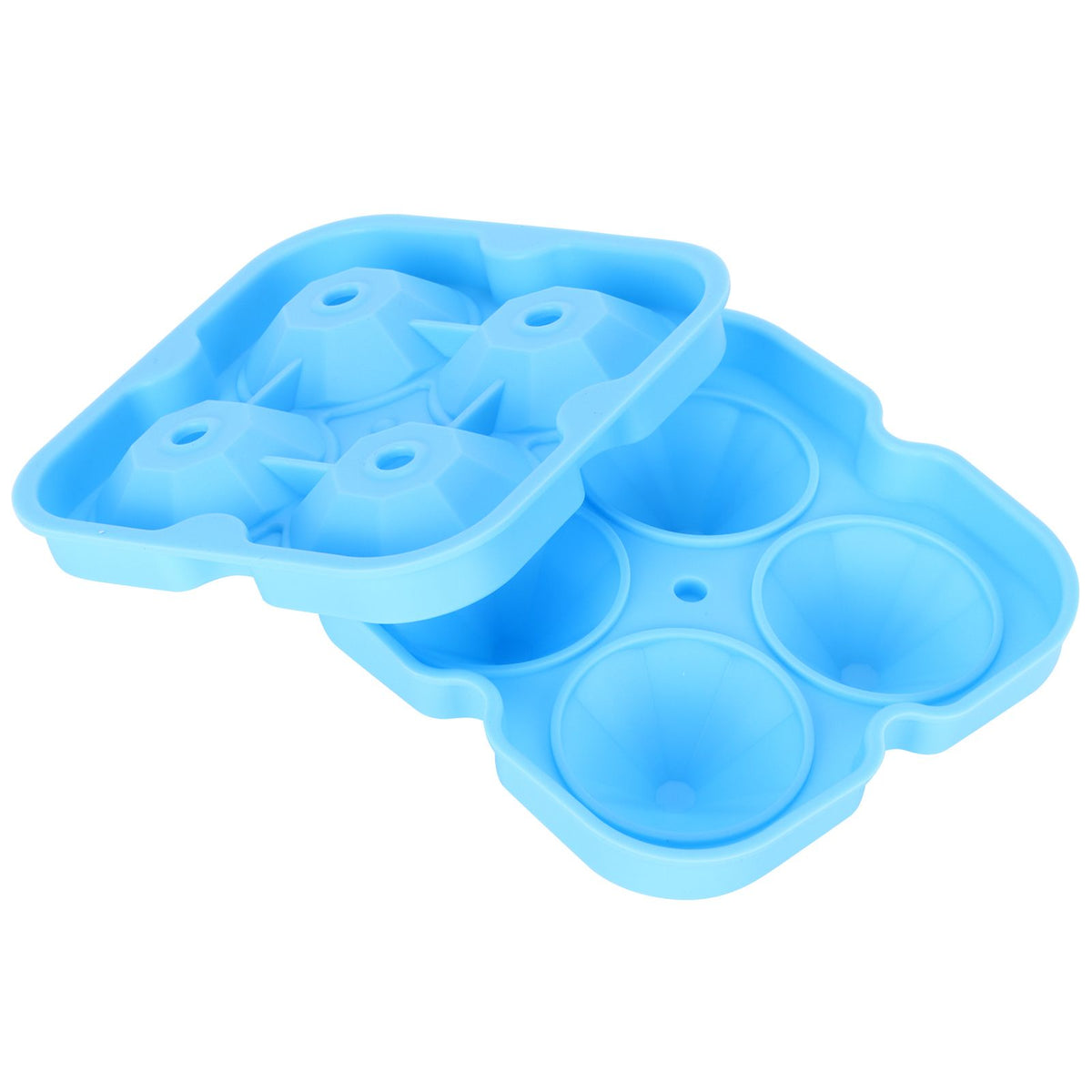 Blue 4-grid reusable diamond-shaped ice cube mold tray by Everything Baby, perfect for home kitchen and entertaining.
