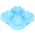 Blue 4-grid diamond-shaped ice cube mold by Everything Baby, reusable silicone tray for making fun ice cubes at home.