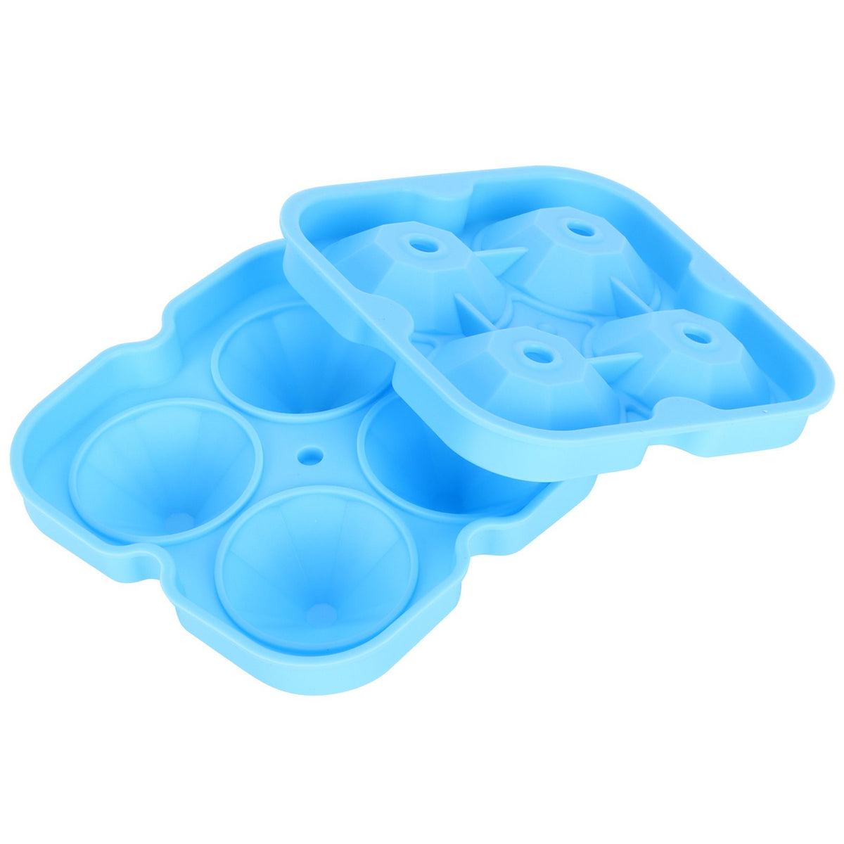 Blue 4-grid diamond-shaped ice cube mold by Everything Baby, reusable tray for making decorative ice cubes at home kitchen.