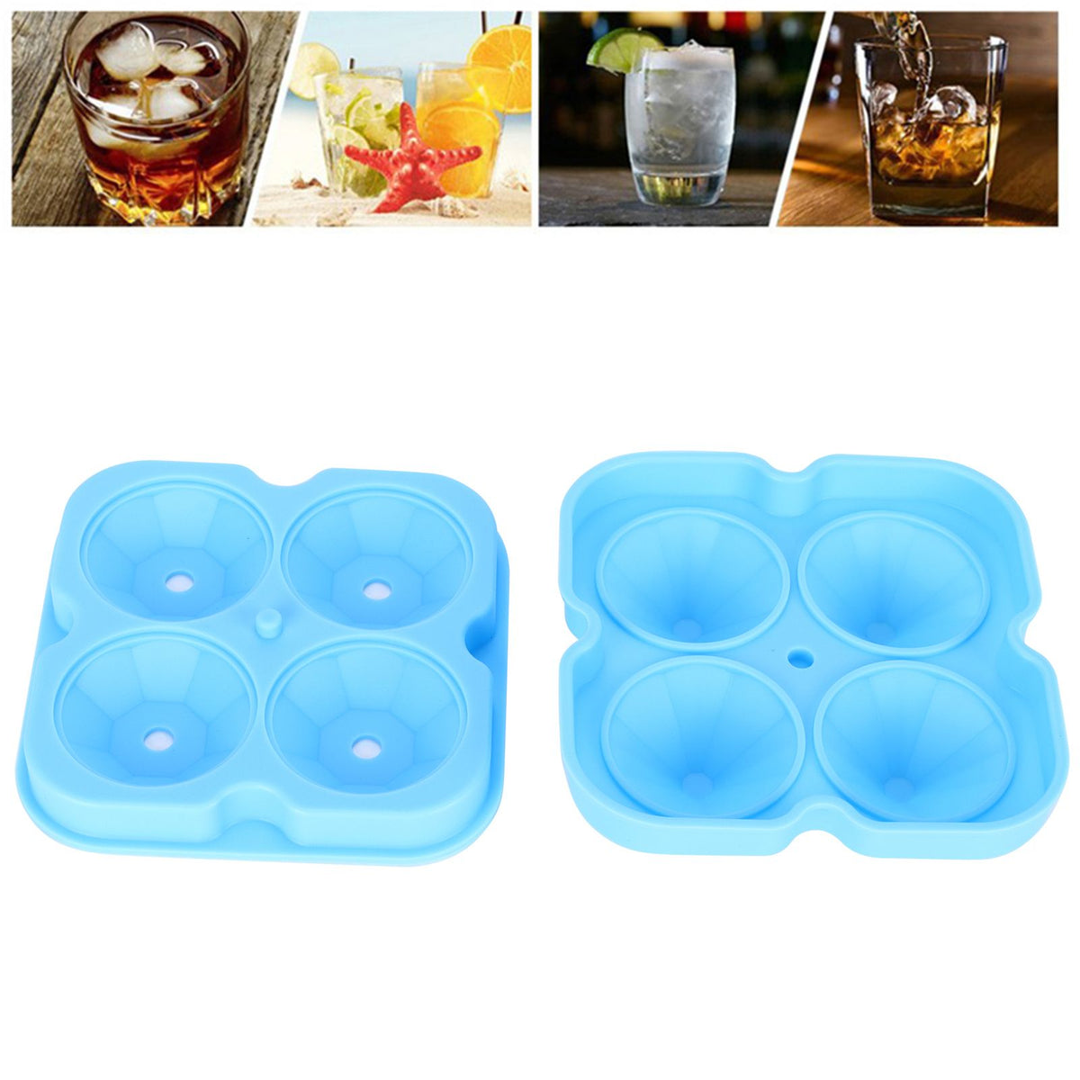 Blue 4-grid ice mold by Everything Baby for reusable diamond-shaped ice cubes, ideal for home kitchen and entertaining.