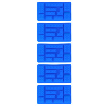 Blue silicone ice tray mold with 5 blocks, ideal for baking, making chocolates, or baby feeding molds in home bakery and kitchen.