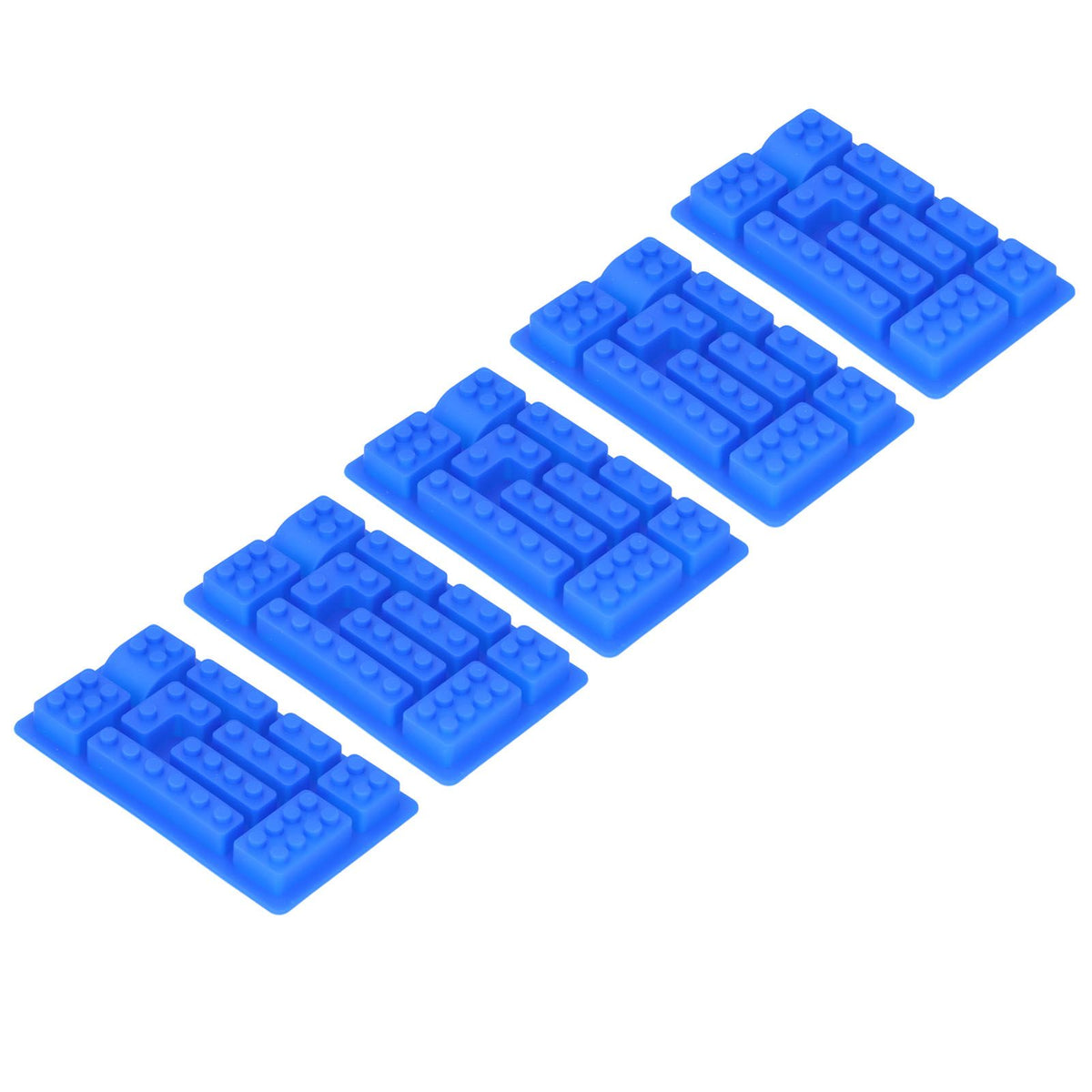 Blue silicone ice tray mold with 5 blocks, ideal for baking, chocolate, and cake decorating in home and bakery settings