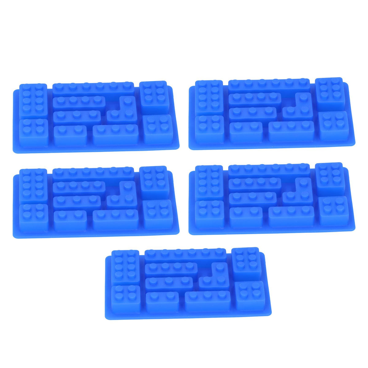 Blue silicone ice tray mold with 5 blocks for making ice, chocolate, or cake shapes, suitable for baking and DIY culinary projects.