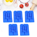 Blue silicone ice tray mold with five block-shaped cavities for making ice, chocolate, or cake molds for baking and DIY projects.