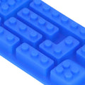 Blue silicone ice tray mold with 5 block-shaped compartments for baking, chocolate, or cake decorating, ideal for DIY bakery projects.