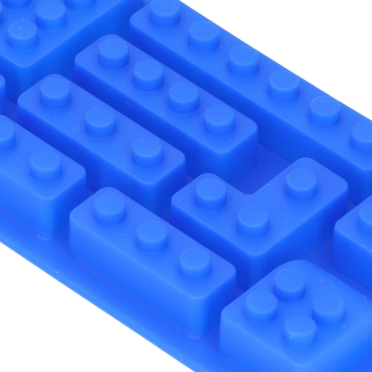 Blue silicone ice tray mold with 5 block-shaped compartments for baking, chocolate, or cake decorating, ideal for DIY bakery projects.