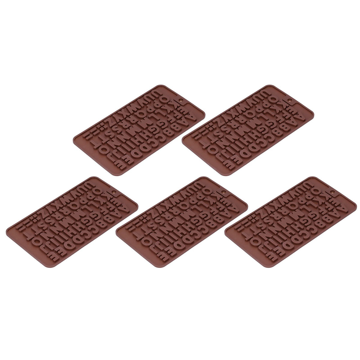 Set of 5 silicone baking molds with cute shapes for chocolates, puddings, and cakes, ideal for kitchen and home baking.
