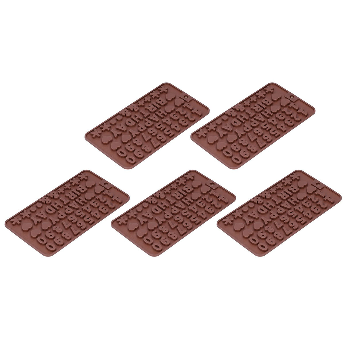 Set of 5 cute-shaped silicone baking molds for chocolates, puddings, and cakes, ideal for kitchen and home baking.