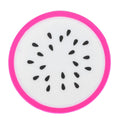 Dragon fruit-shaped silicone coaster and placemat for drinks, ideal as a fun kitchen accessory for kids and family use.