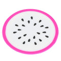 Dragon fruit-shaped silicone coaster and placemat set for drinks, ideal as a fun kitchen accessory for kids and babies.