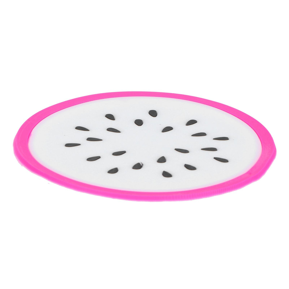 Dragon fruit-shaped silicone coaster and placemat for drinks, designed for kids and baby feeding accessories.