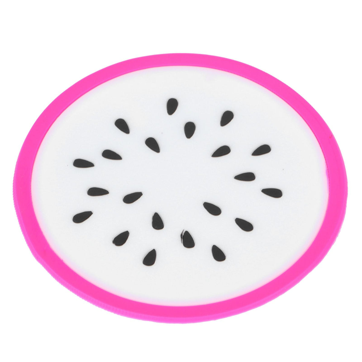 Dragon fruit-shaped silicone coaster and placemat for drinks, perfect as a kitchen accessory for baby and kids feeding.
