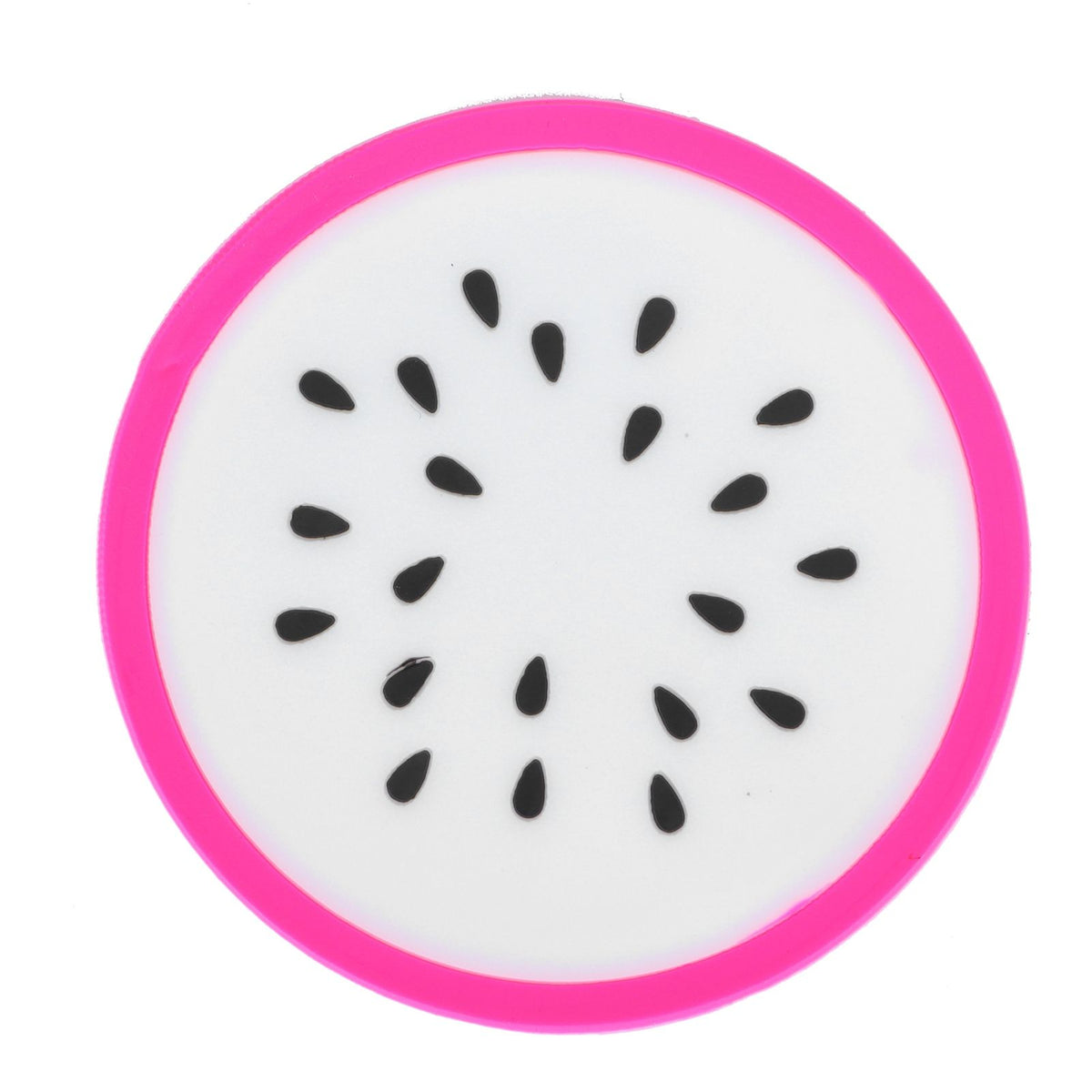 Dragon fruit-shaped silicone coaster and placemat for cups, featuring vibrant fruit design, ideal for kitchen and dining accessories.
