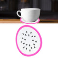Dragon fruit-shaped silicone coaster and placemat for cups and drinks, ideal for kitchen and dining table accessories.