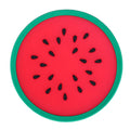 Watermelon-shaped silicone coaster and placemat for cups, ideal for kids' dining and drink protection, by Everything Baby.