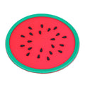 Watermelon-shaped silicone coaster and placemat for cups and drinks, ideal for kitchen and baby feeding accessories.