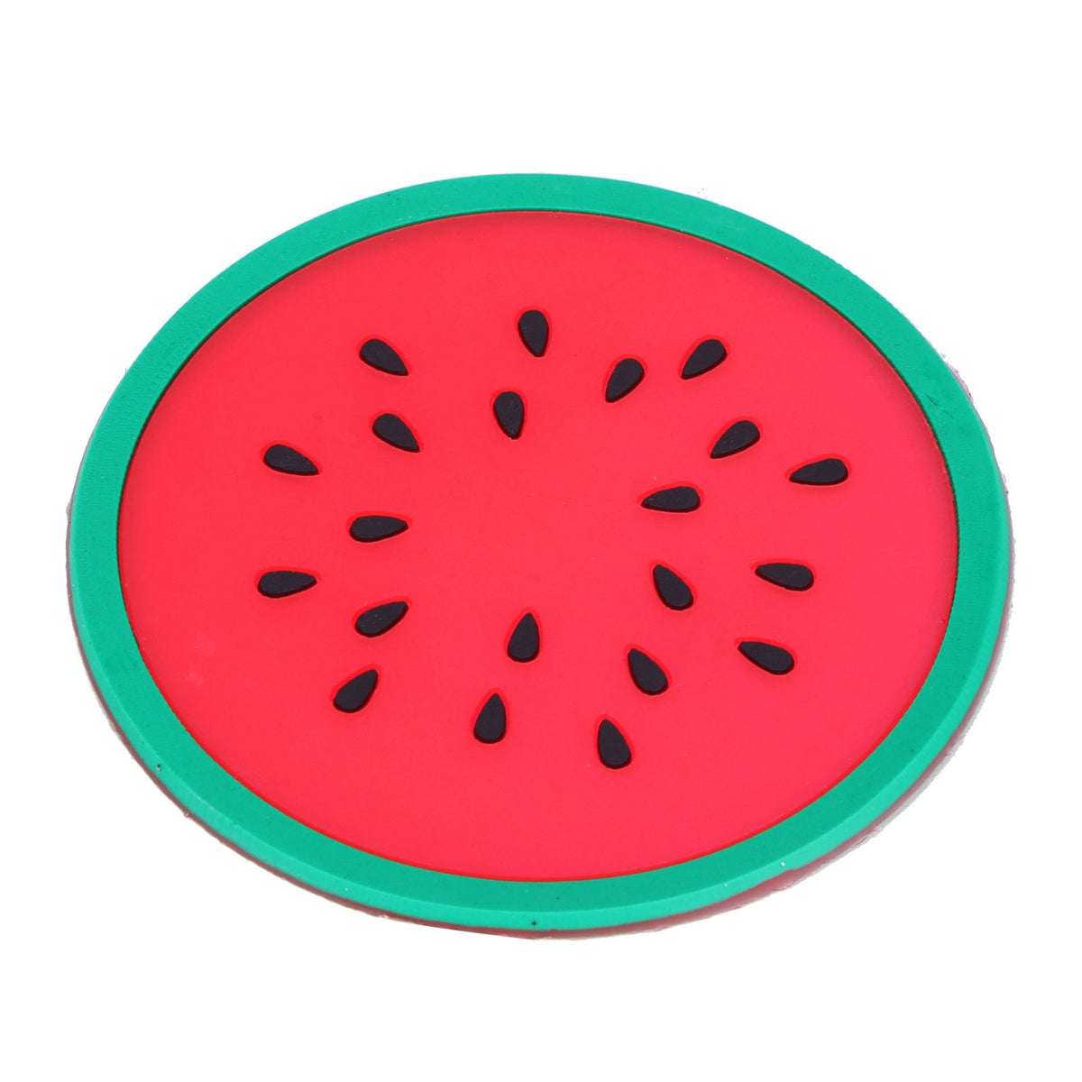 Watermelon-shaped silicone coaster and placemat for cups and drinks, ideal for kitchen and baby feeding accessories.